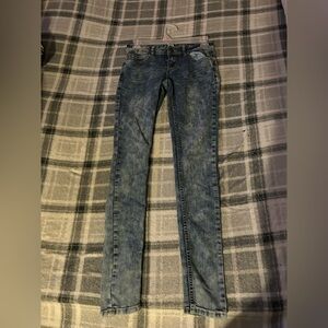 Slim High-Rise Acid Wash Skinny Jeans - Blue